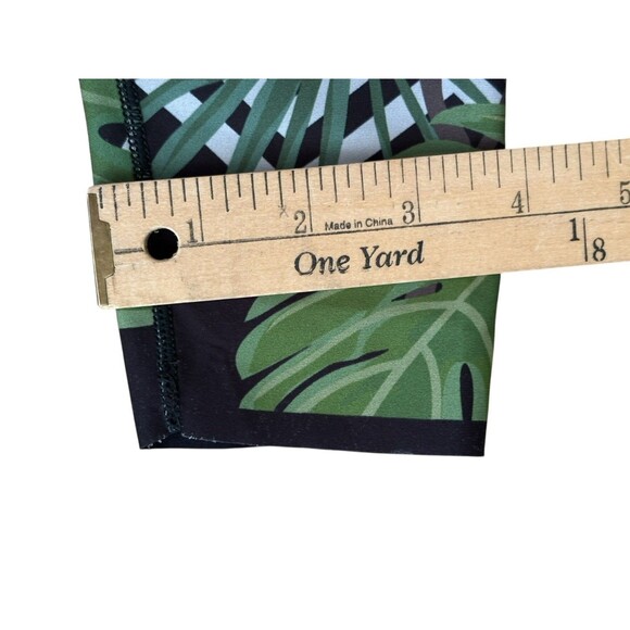 ULTRACOR Palm Leaf Green and Black Training Leggings Size Small Gold Stripe - Picture 10 of 12